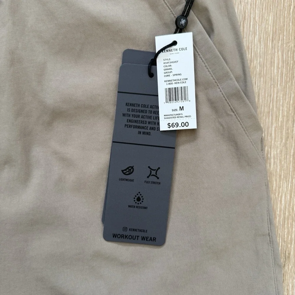 Kenneth Cole Tech Jogger Shorts Flex Stretch Water Resist Woven Nylon‎ Gravel